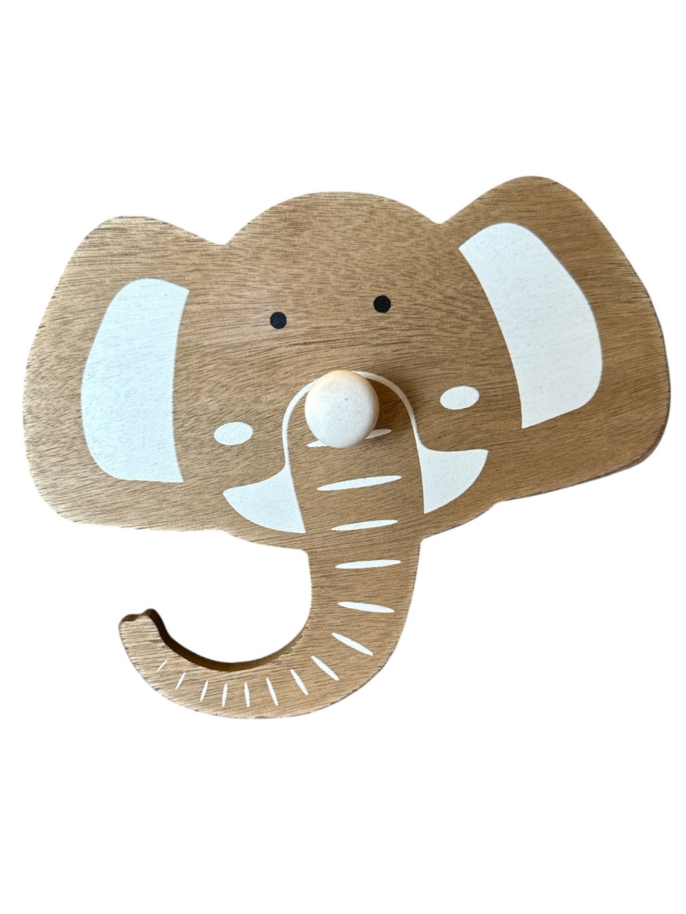 Hobby Lobby Kids Elephant Wall Hook in Natural Wood and White